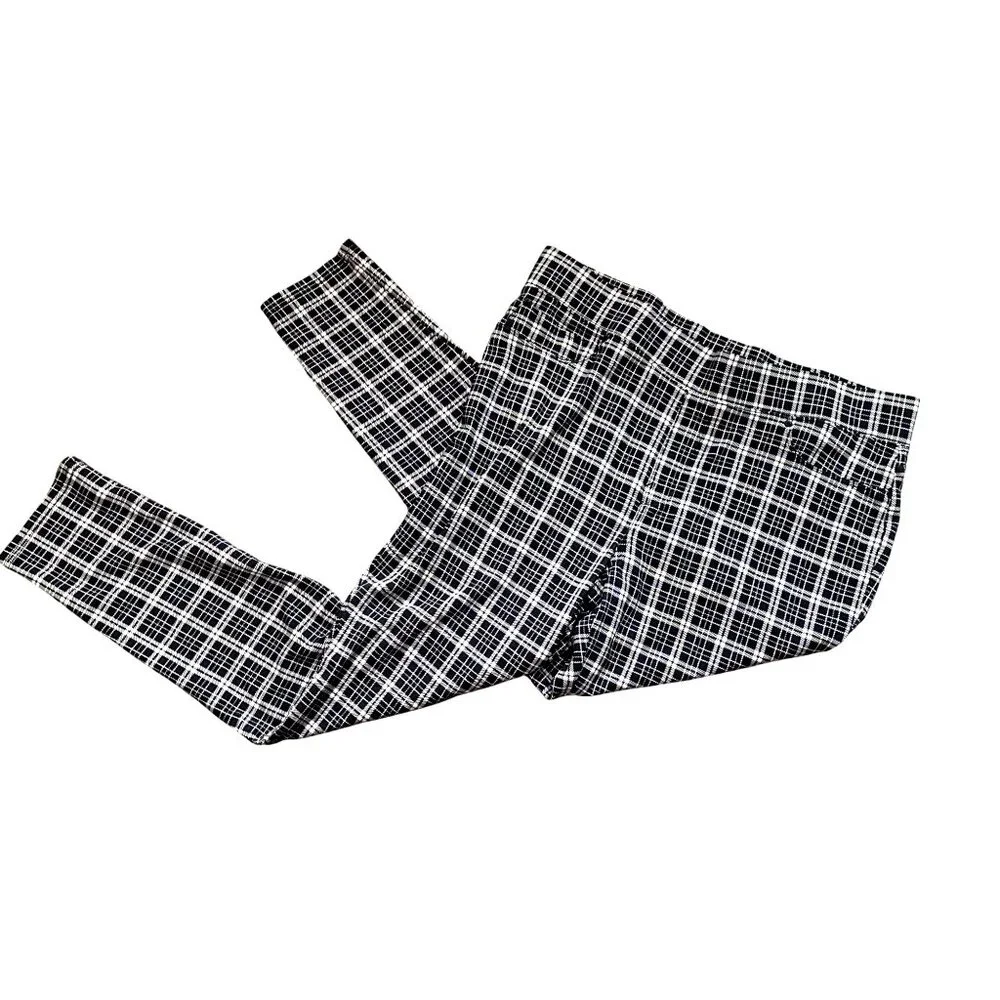 Seven7 Super Comfy Versatile Plaid Navy White Pull On Leggings Soft Stretch XLEG - Picture 9 of 10